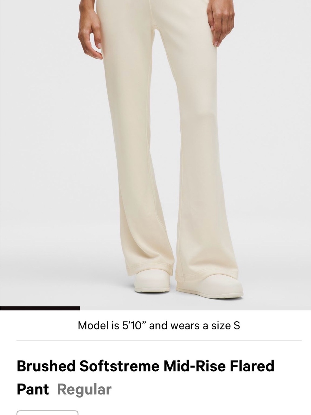NWT LULULEMON Brushed Softstreme Mid-Rise Flared Pant - Cream large